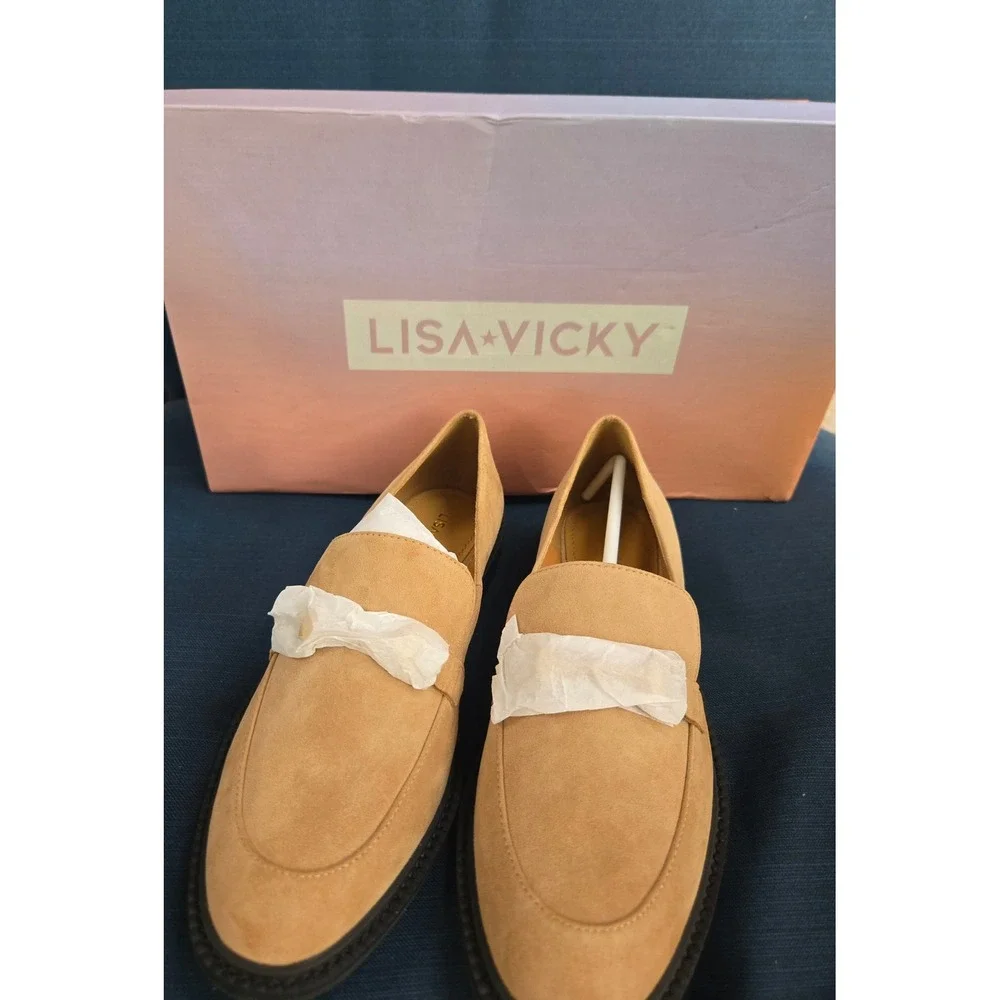 Lisa Vicky Womens Loafers Suede Leather Slip On Casual Comfort Shoes Size 6M - Picture 1 of 3